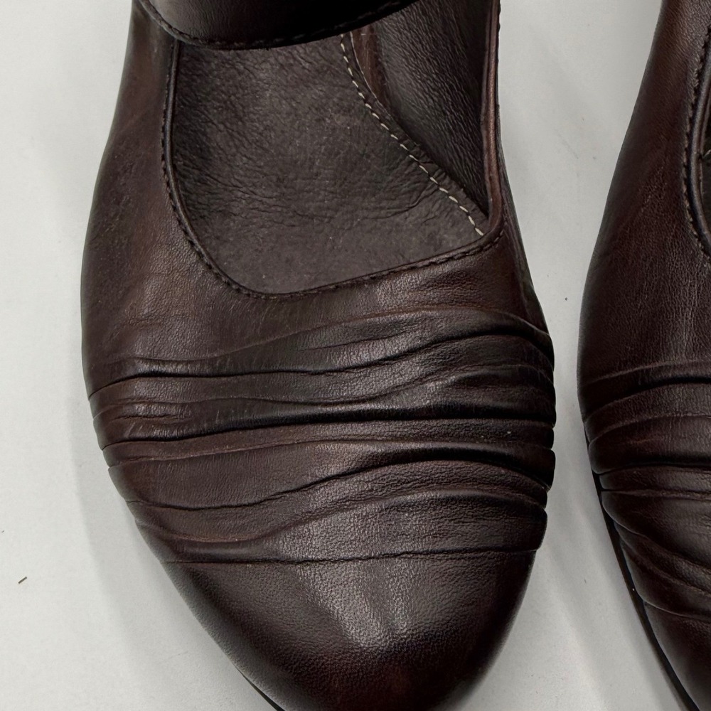 Pikolinos Brown Leather Mary Jane Pleated Round Toe Cone Heels Womens 38 - Picture 11 of 12